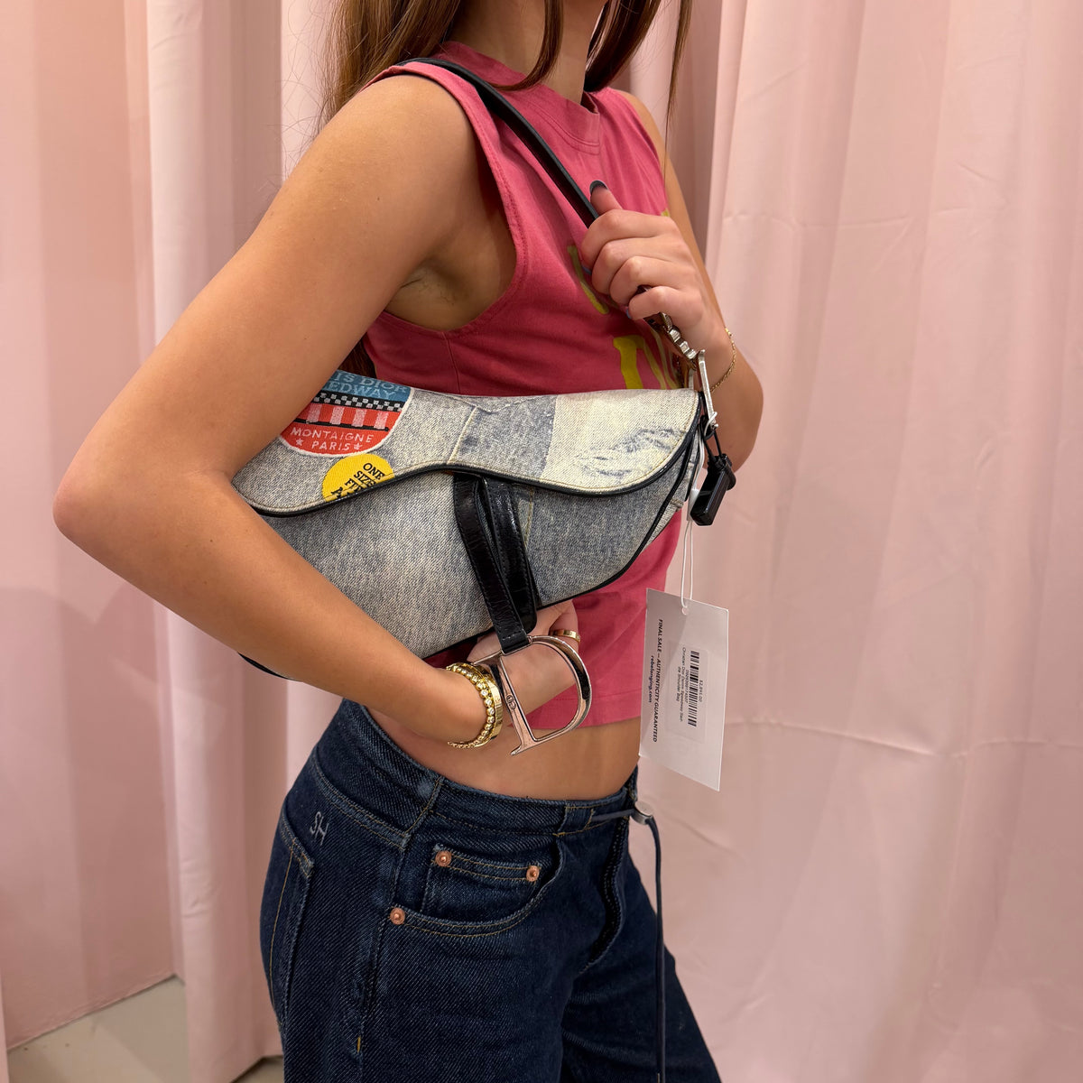 Christian Dior Denim Speedway Saddle Shoulder Bag