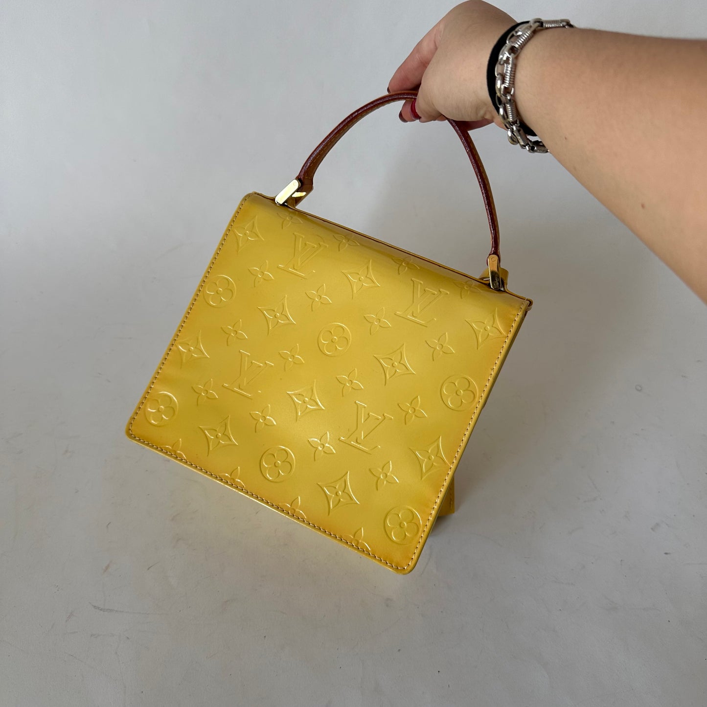 Louis Vuitton Yellow Vernis Spring Street Top Handle Bag