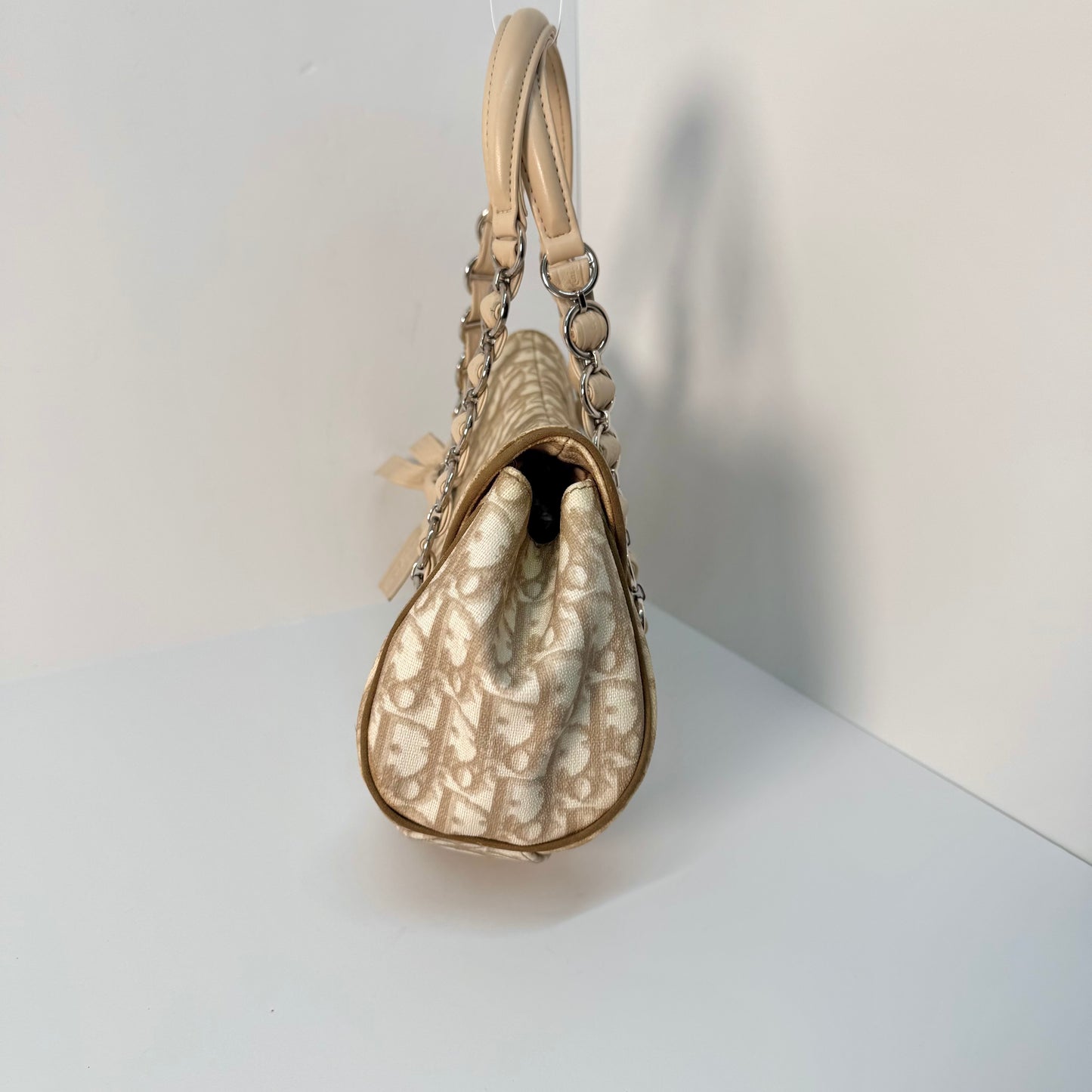 Christian Dior Cream Trotter Romantique Bow Shoulder Bag
