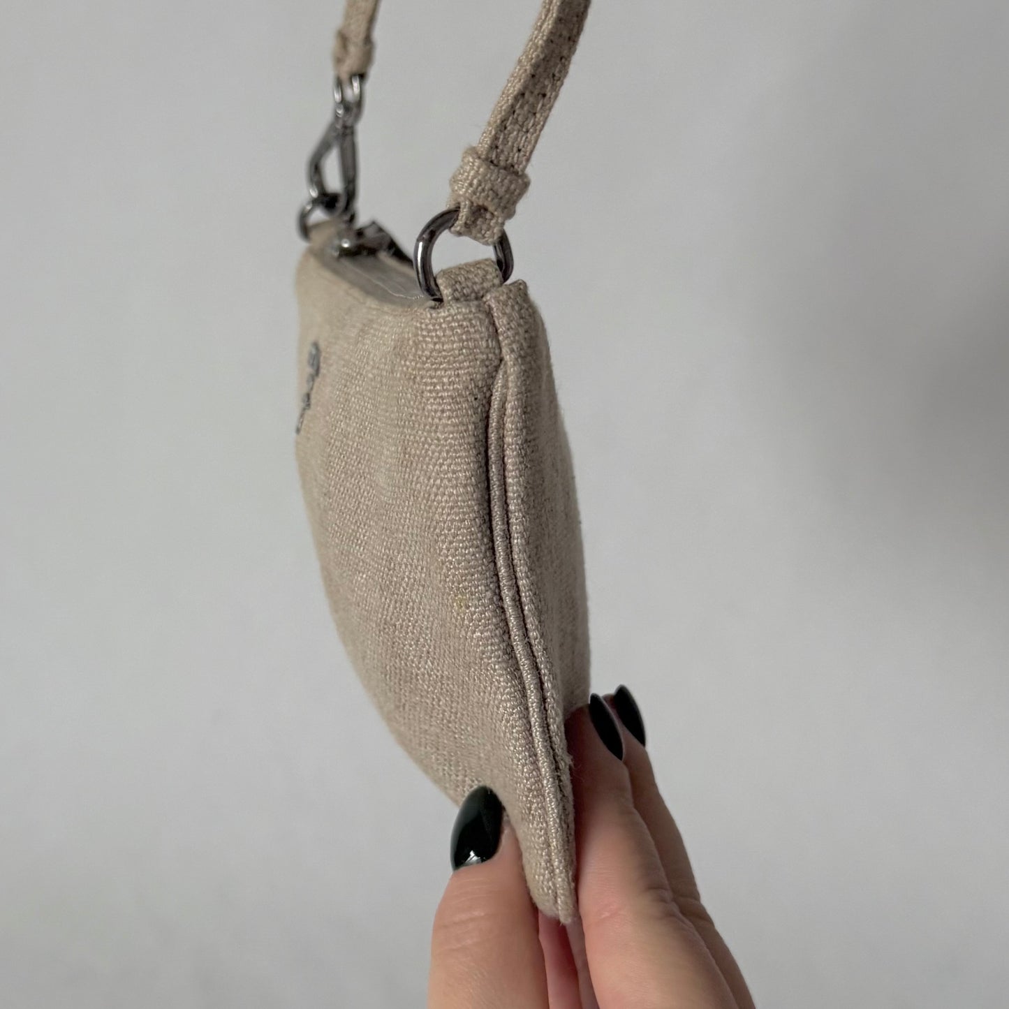 Prada Linen Mini Pochette Bag