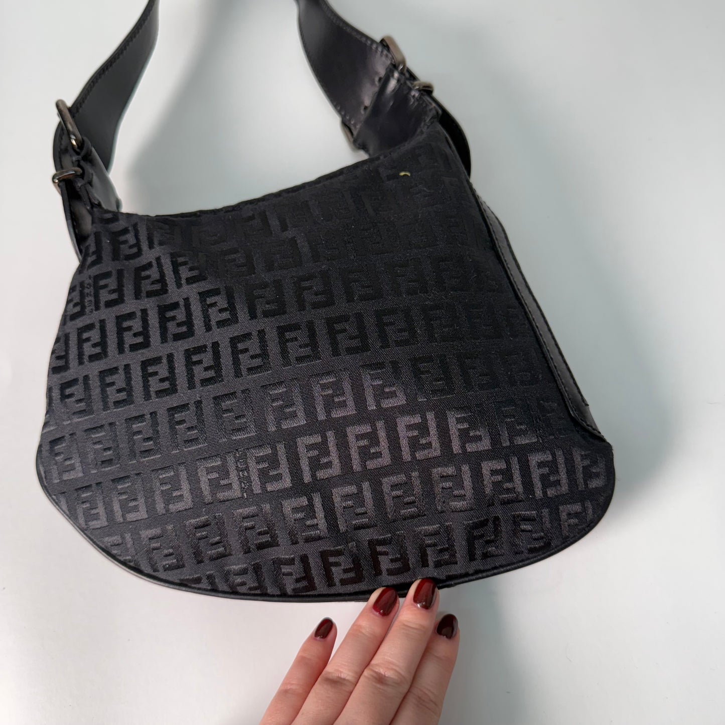 Fendi Black Zucchino Nylon Oyster Bag