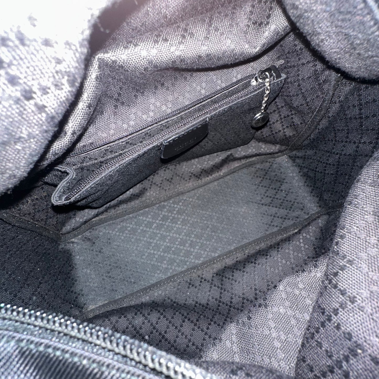 Gucci Black Nylon & Leather Bamboo Tote