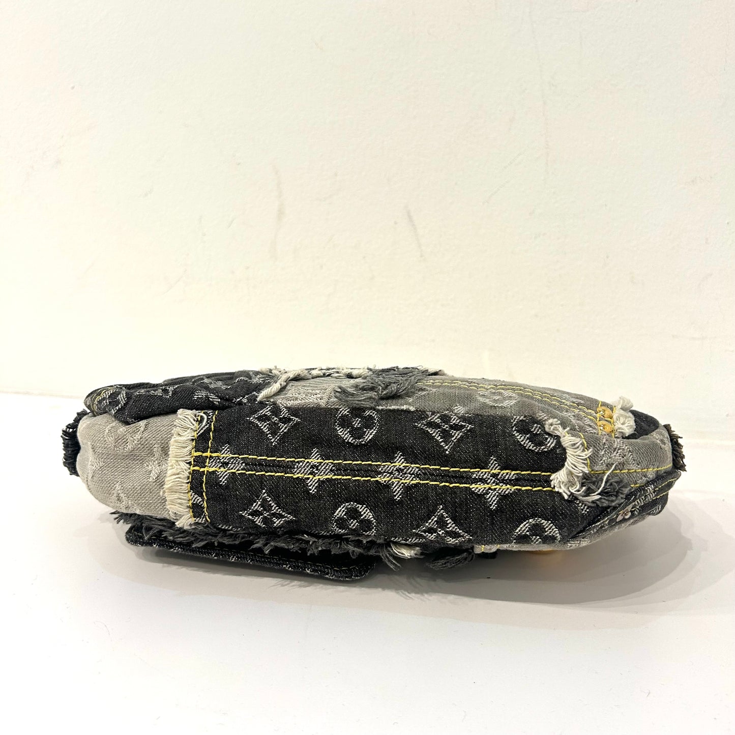Louis Vuitton Black Monogram  Multicolored Denim Patchwork Pochette Pouchy Bag