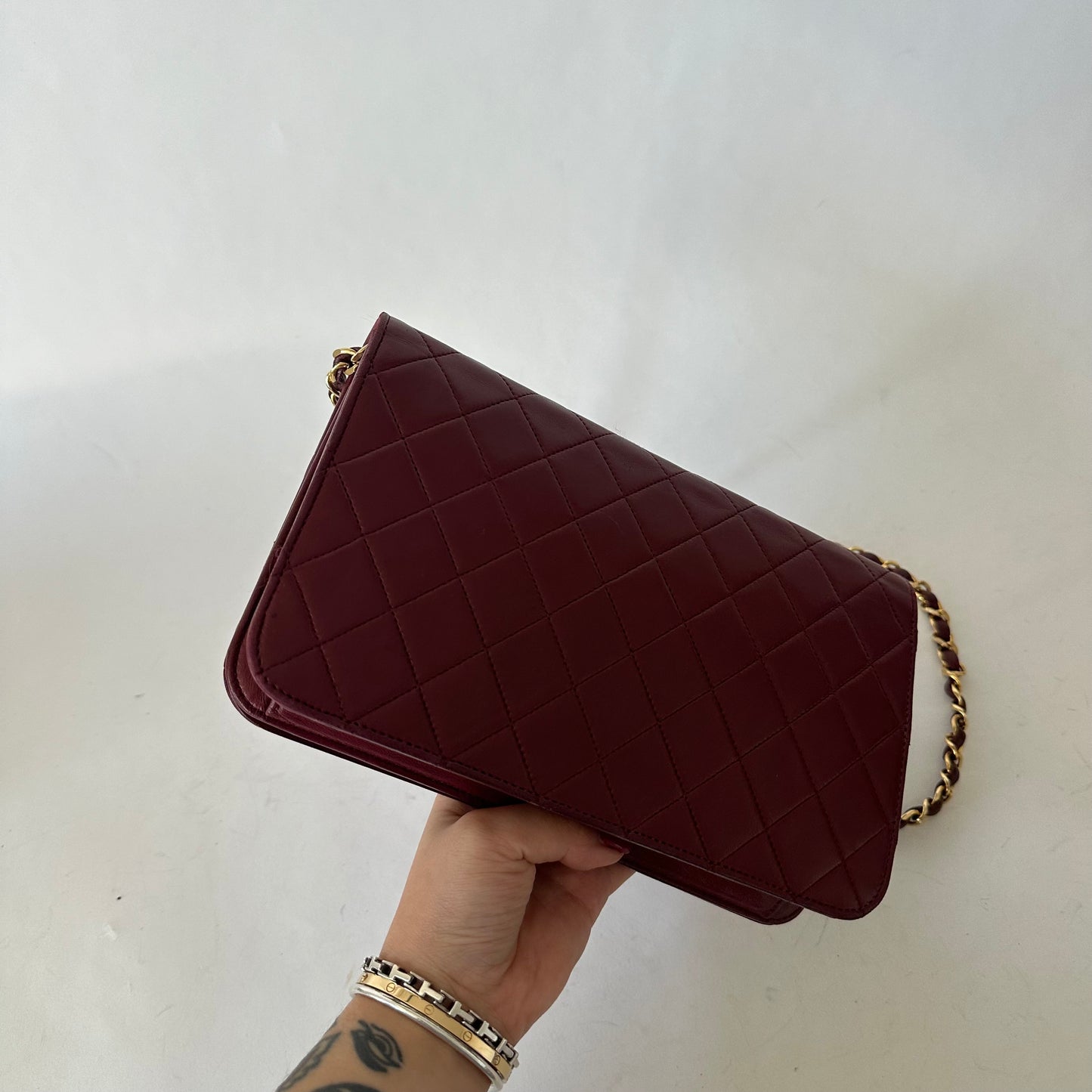 Chanel Burgundy Lambskin 80’s Full Flap Bag