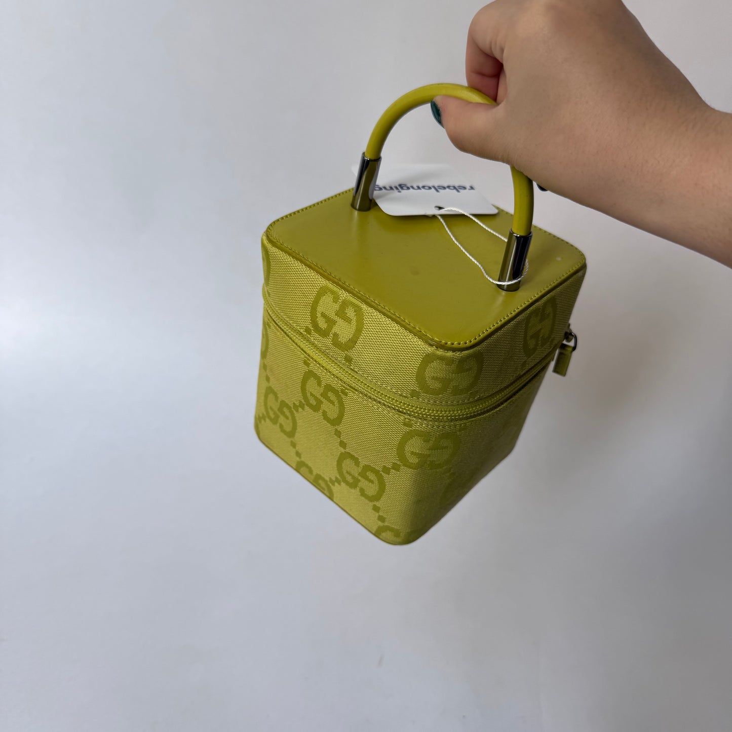 Gucci Chartreuse Monogram Box Top Handle Bag