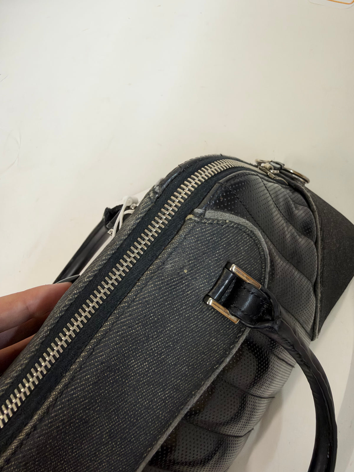 Christian Dior Black Denim & Leather Montaigne Cadillac Top Handle Bag