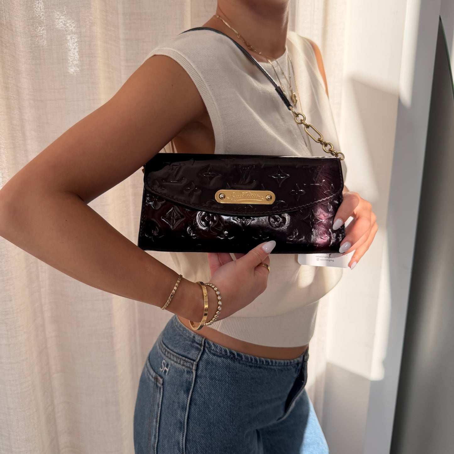 Louis Vuitton Amarante Vernis Monogram Sunset Boulevard Pochette