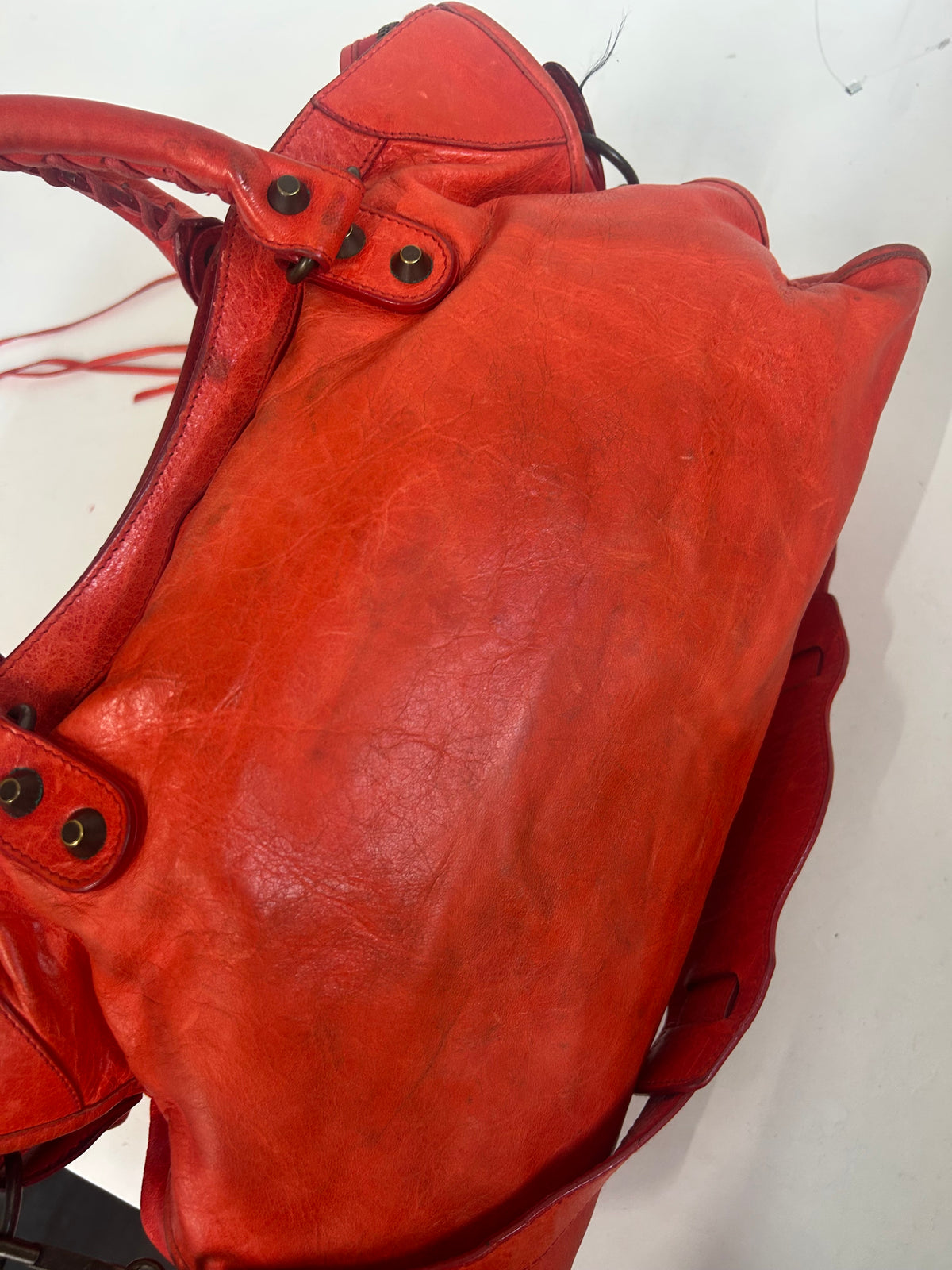 Balenciaga Fire Red City Bag w/ Bronze Hardware