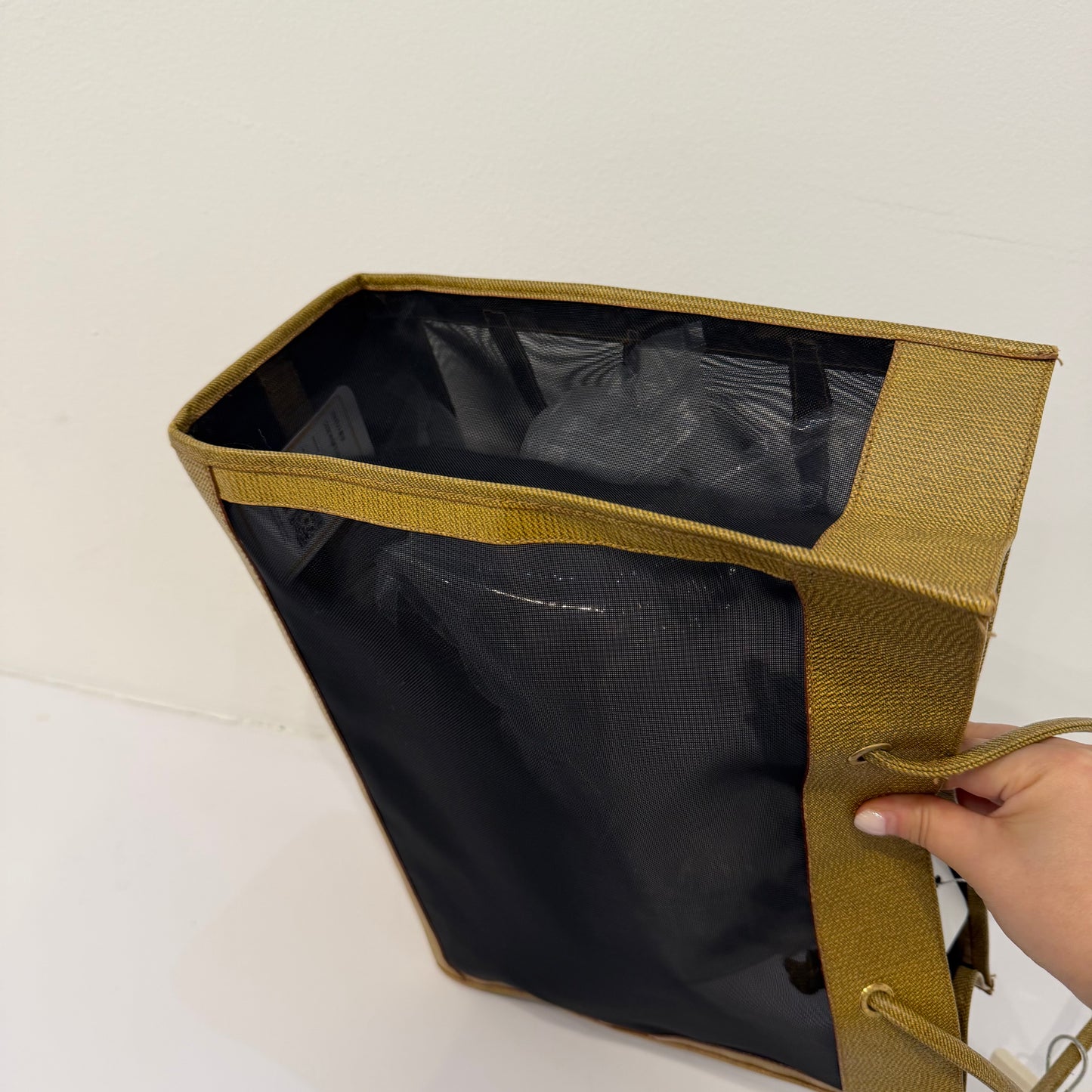Fendi Mesh & Brown Coated Leather Tote Bag