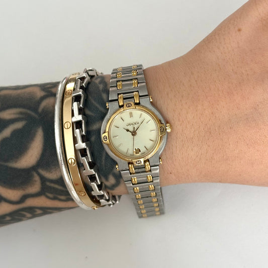 Gucci Dainty 24mm White Dial Two-Tone Date Dial Watch