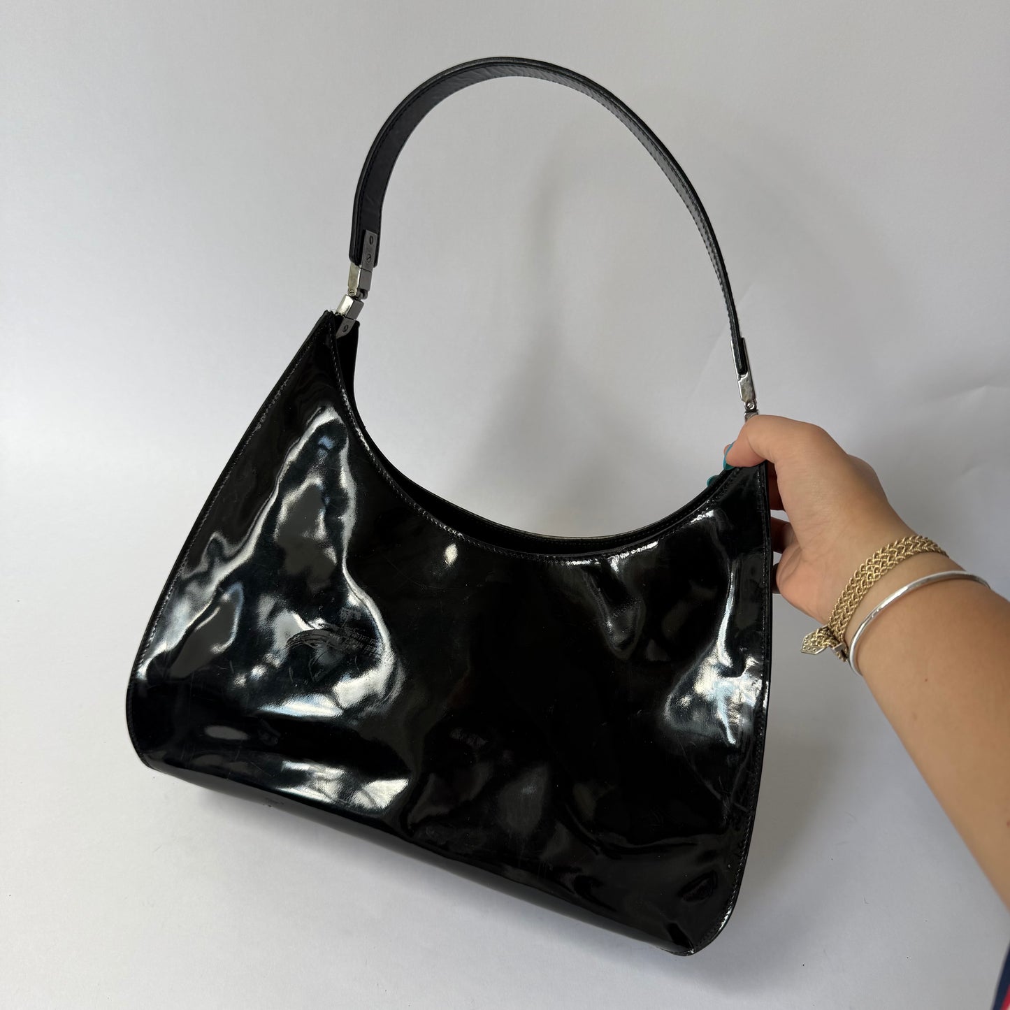 Gucci Black Patent Leather Simple Shoulder Bag