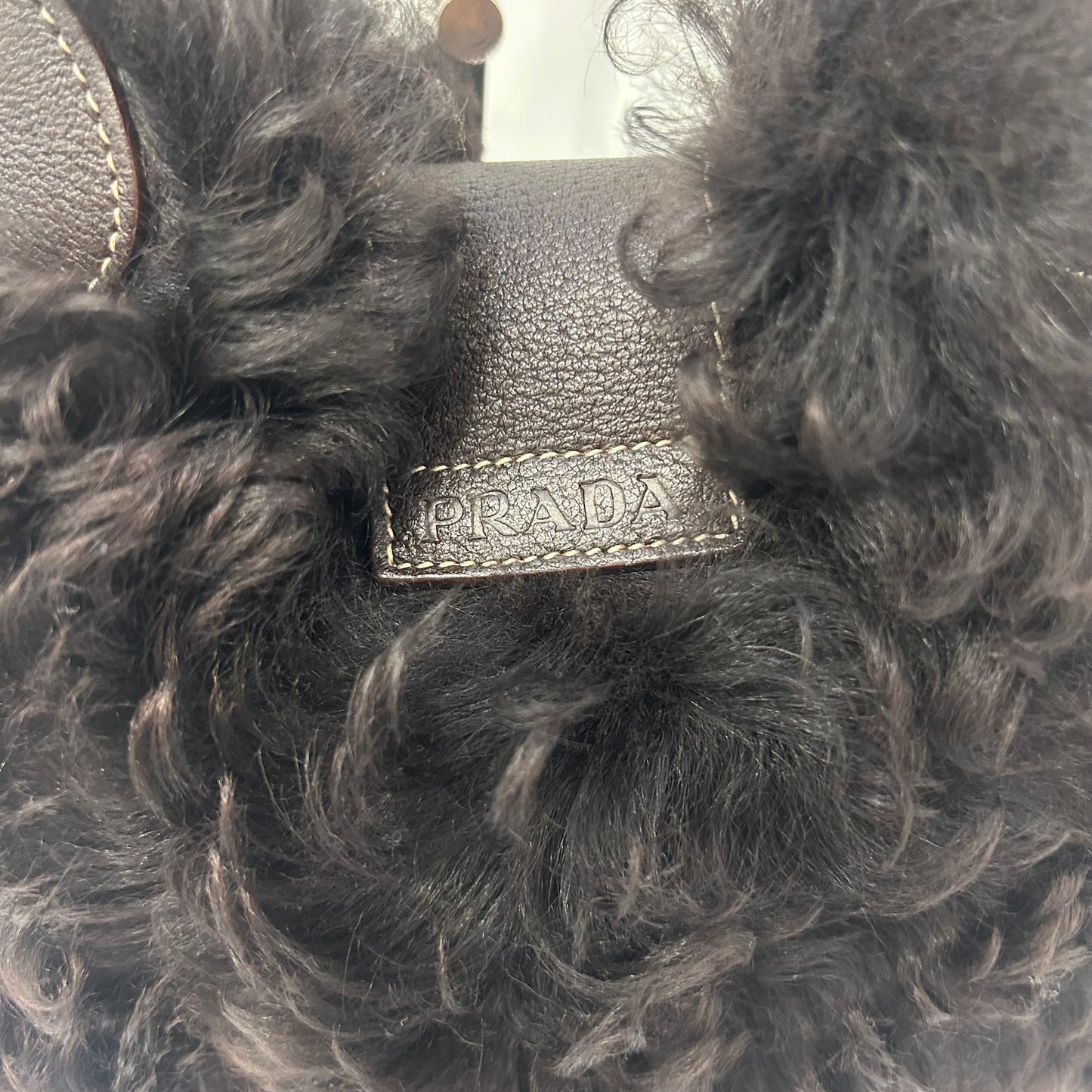 Prada Brown Shearling & Leather Hobo Bag