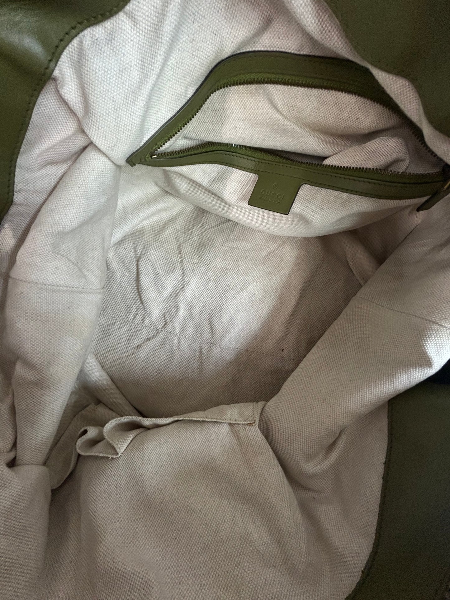 Gucci Green Leather Horsebit Hobo Bag