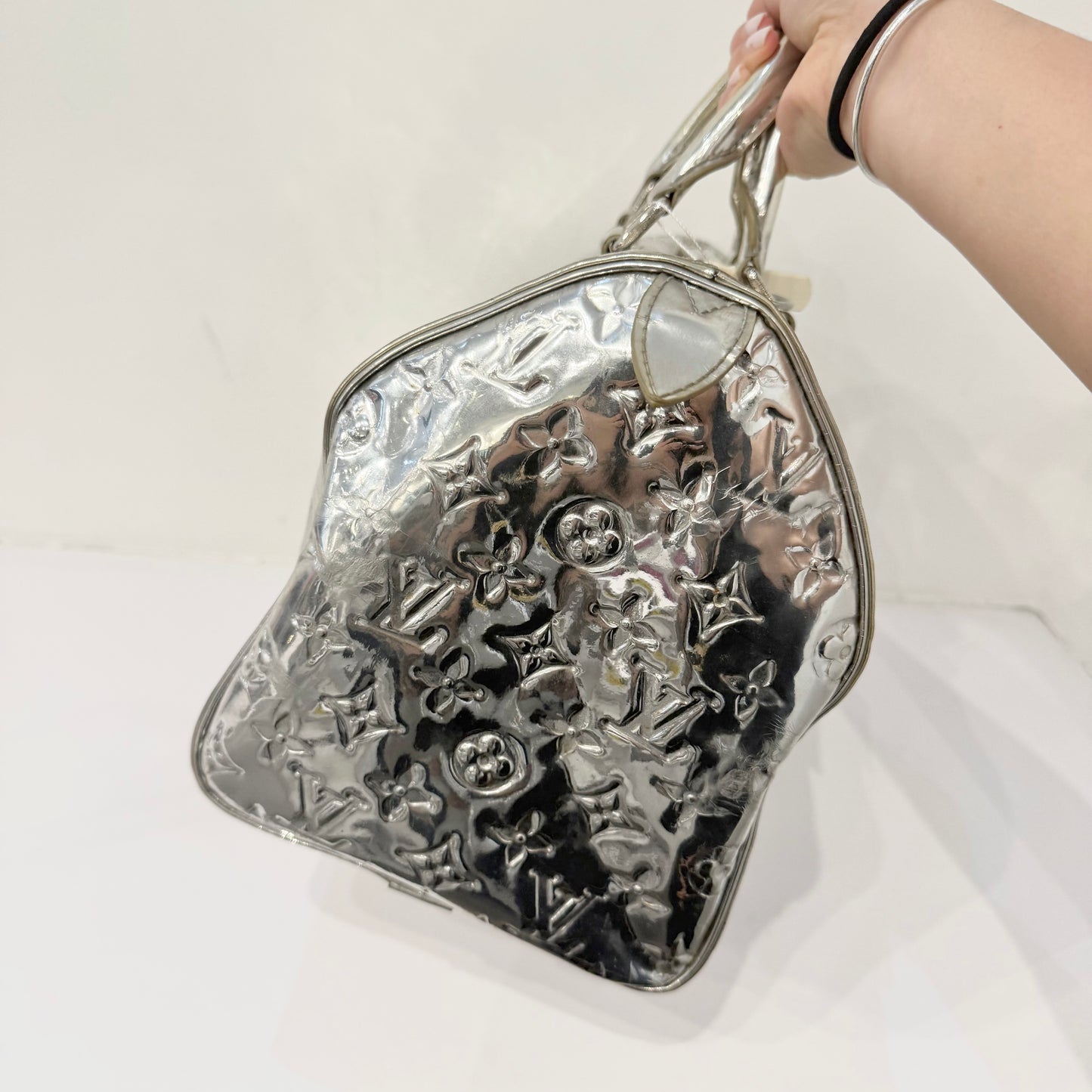Louis Vuitton Mirror Silver Speedy 35 Boston Bag