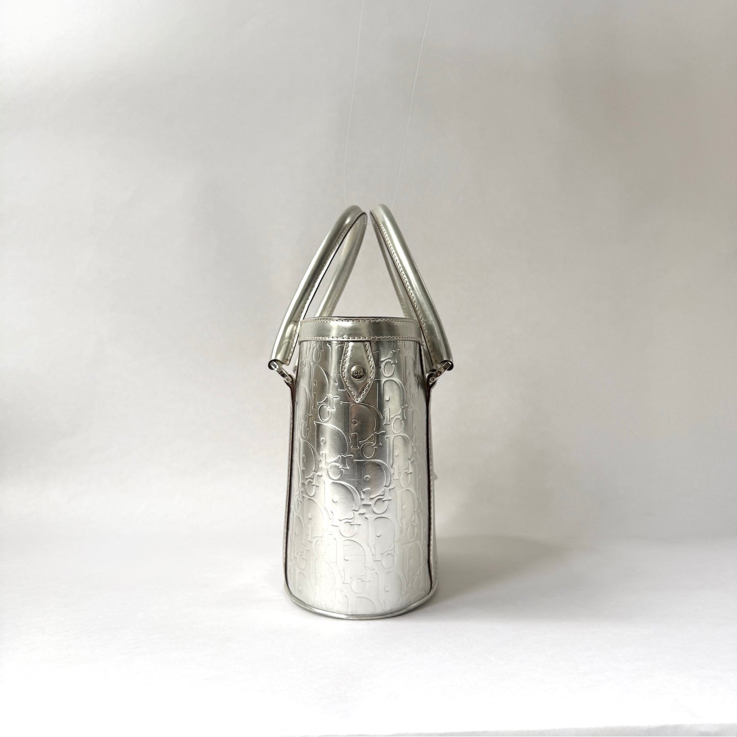 Christian Dior Silver Oblique Monogram Metallic Patent Leather Ultimate Tote