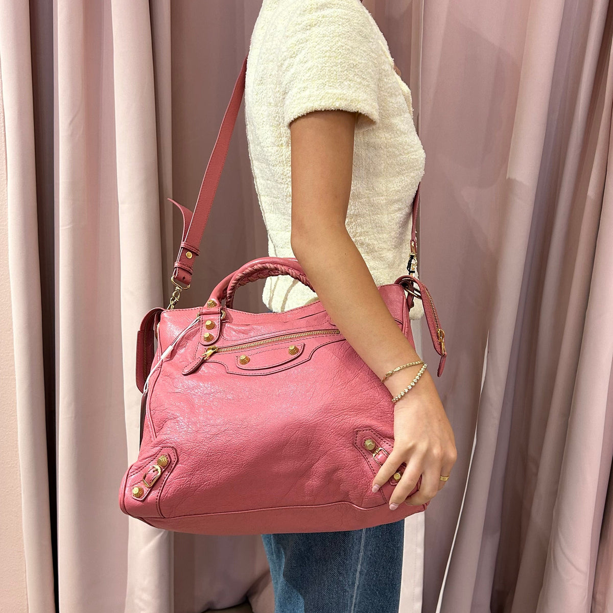 Balenciaga Pink Leather "Velo" City Bag GHW