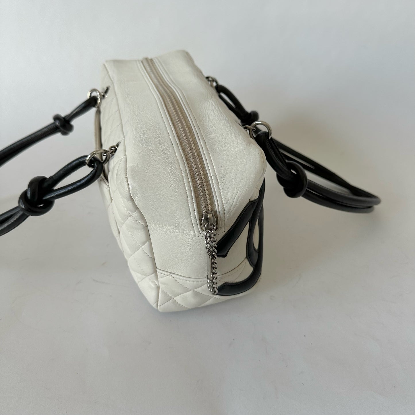 Chanel White Quilted Cambon Bowler Shoulder Bag
