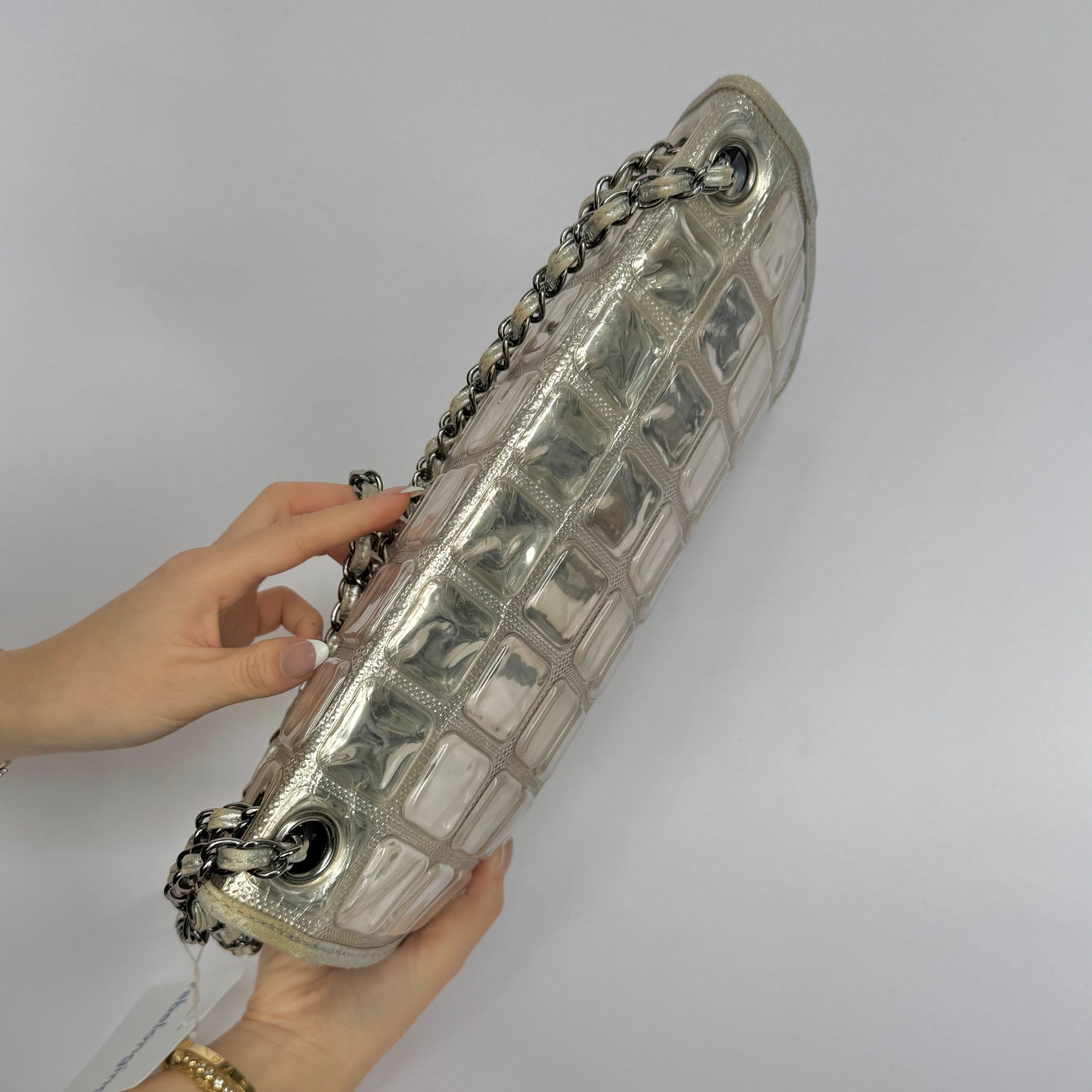 Chanel PVC & Lambskin Silver Ice Cube Flap Bag