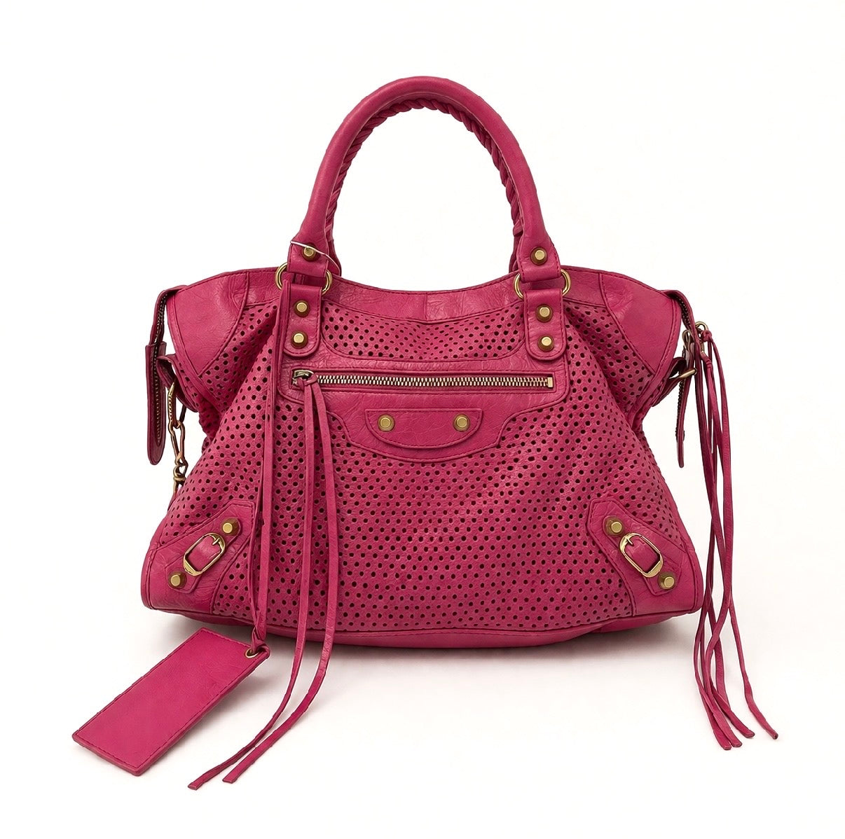 Balenciaga Pink Perforated Classic City Bag