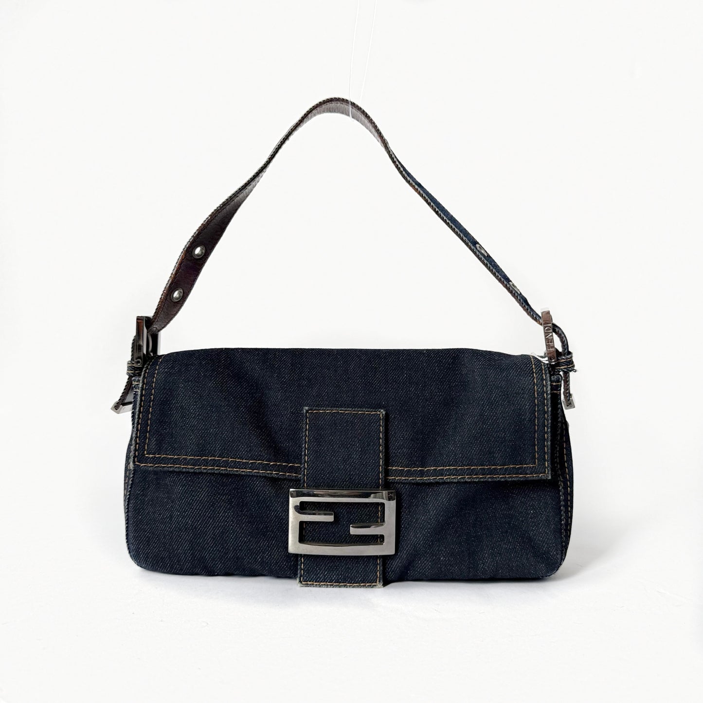 Fendi Denim Classic Baguette Shoulder Bag