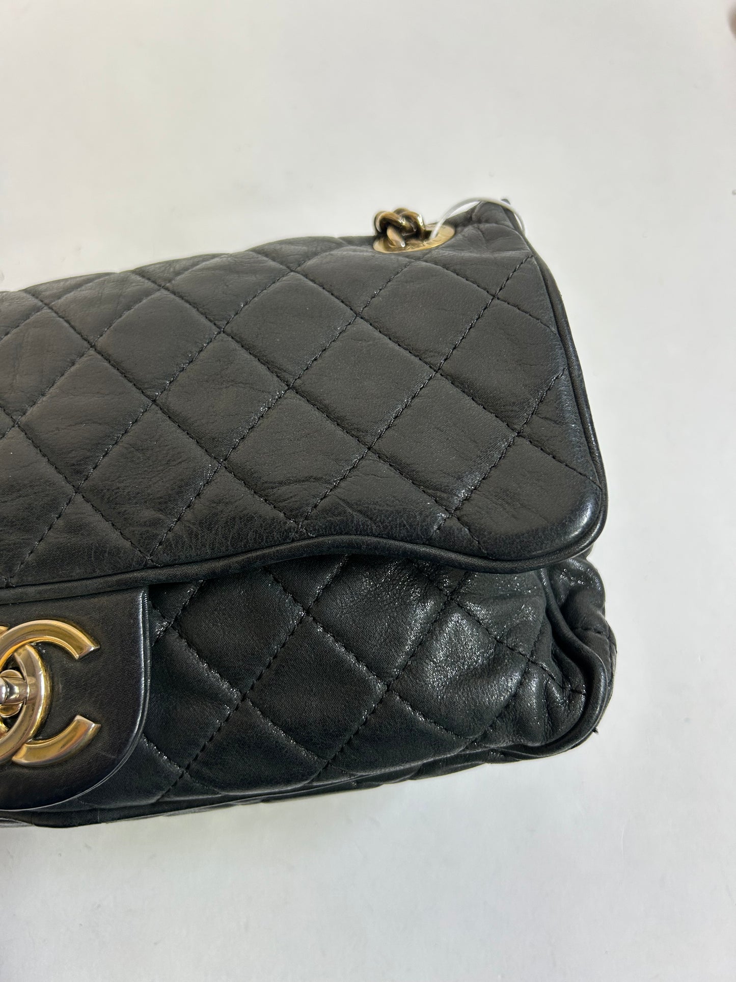 Chanel Dark Gray Lambskin Leather Quilted Flap GHW