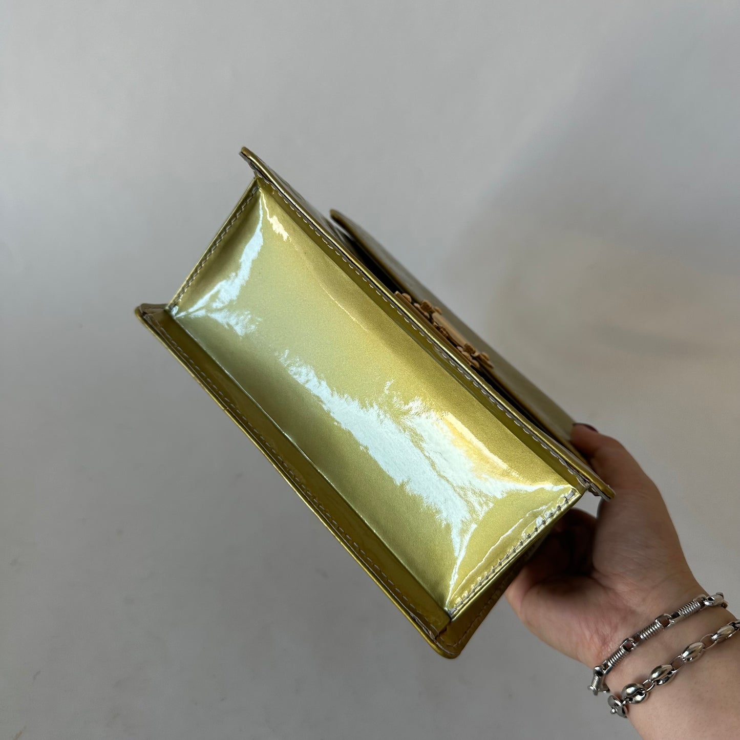 Louis Vuitton Green Vernis Patent Leather Monogram Spring St Top Handle Bag