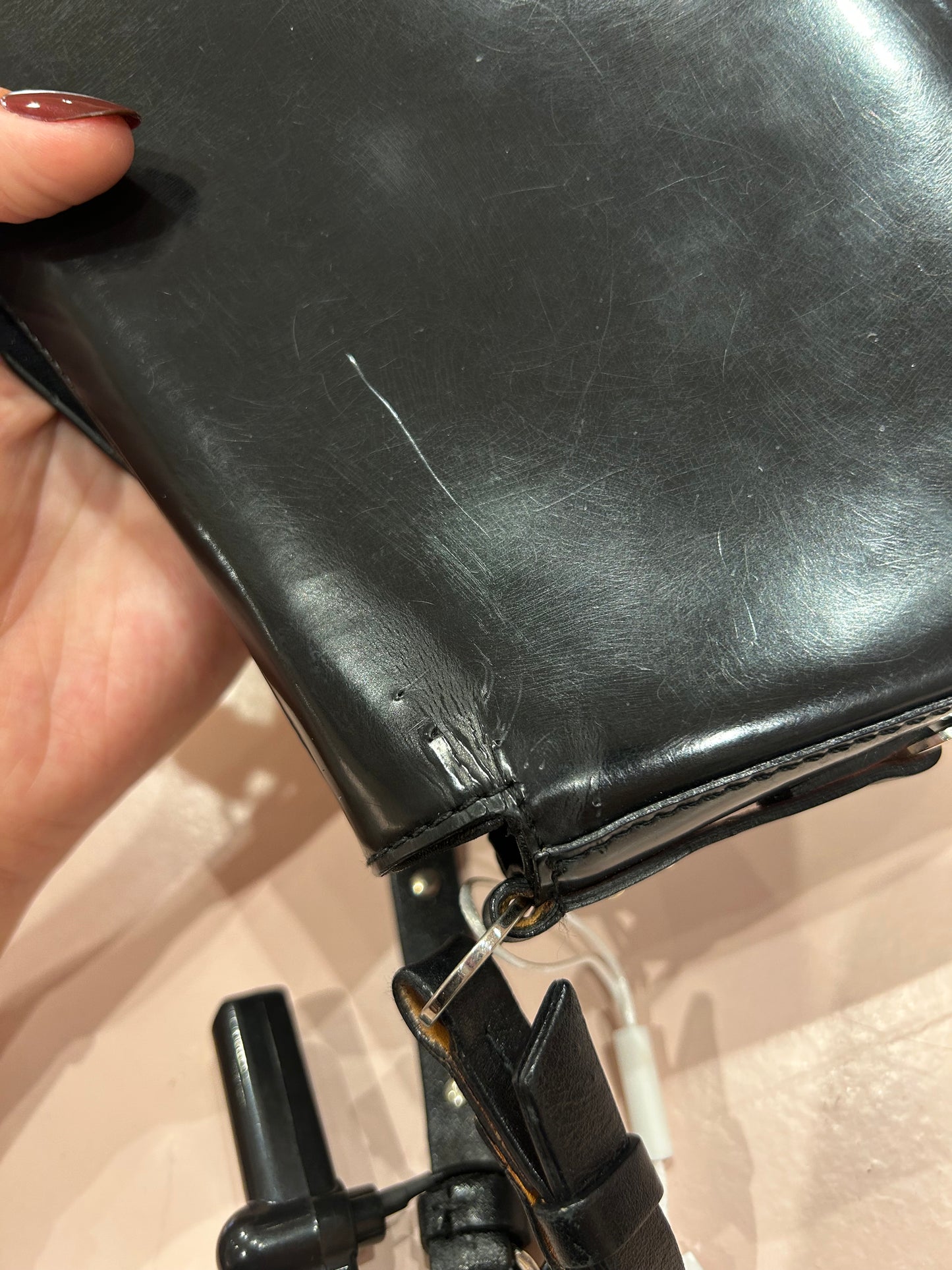 Christian Dior Black Patent Leather Bondage Shoulder Bag