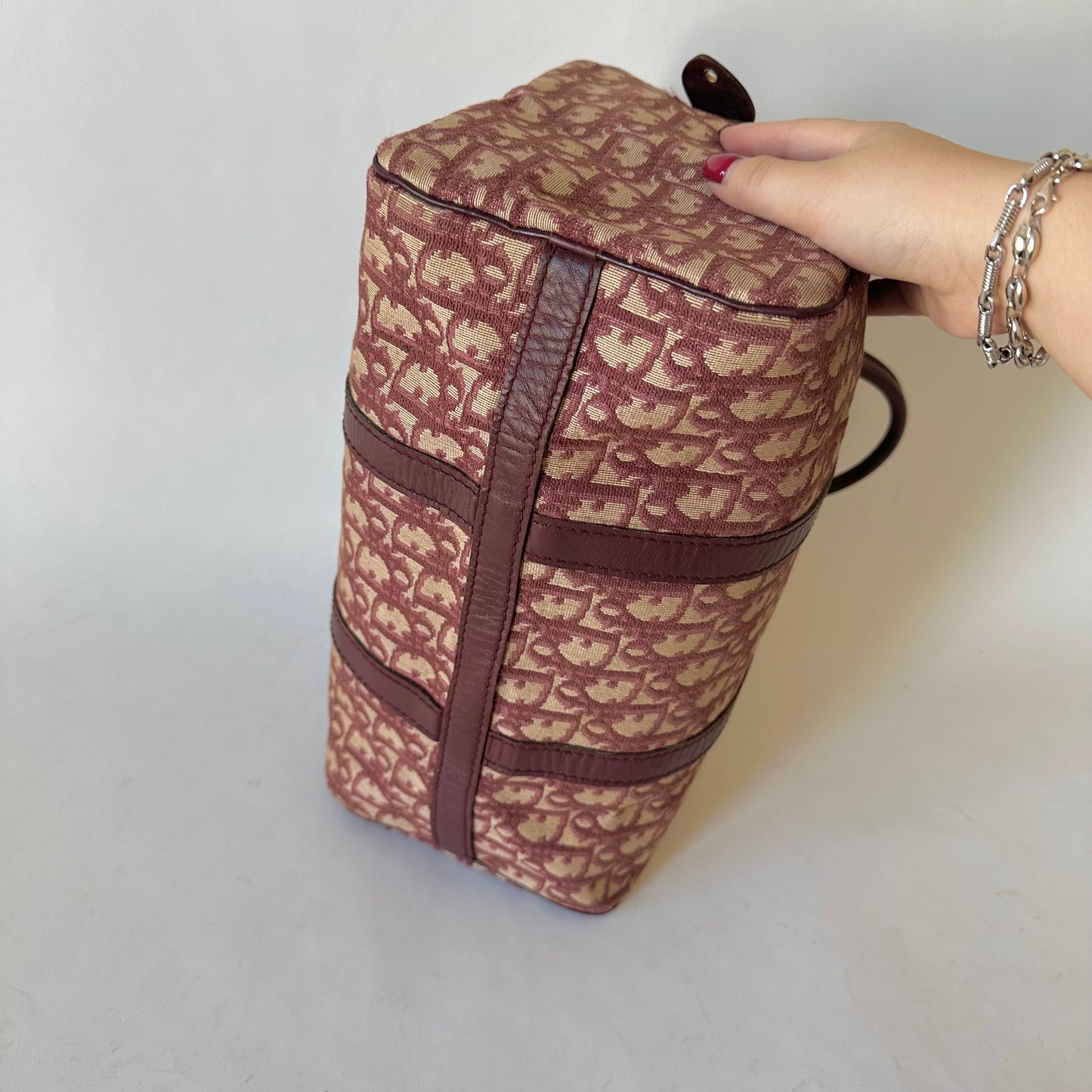 Christian Dior Maroon Red Trotter Boston Bag