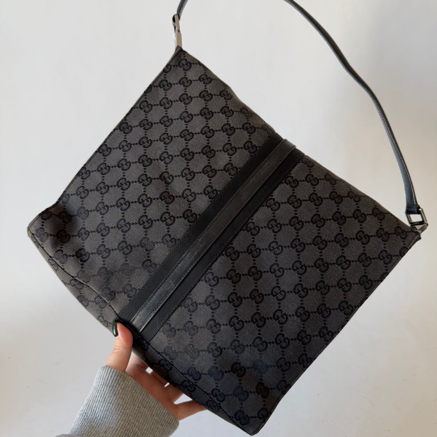 Gucci Black Jackie Monogram Bardot Shoulder Bag