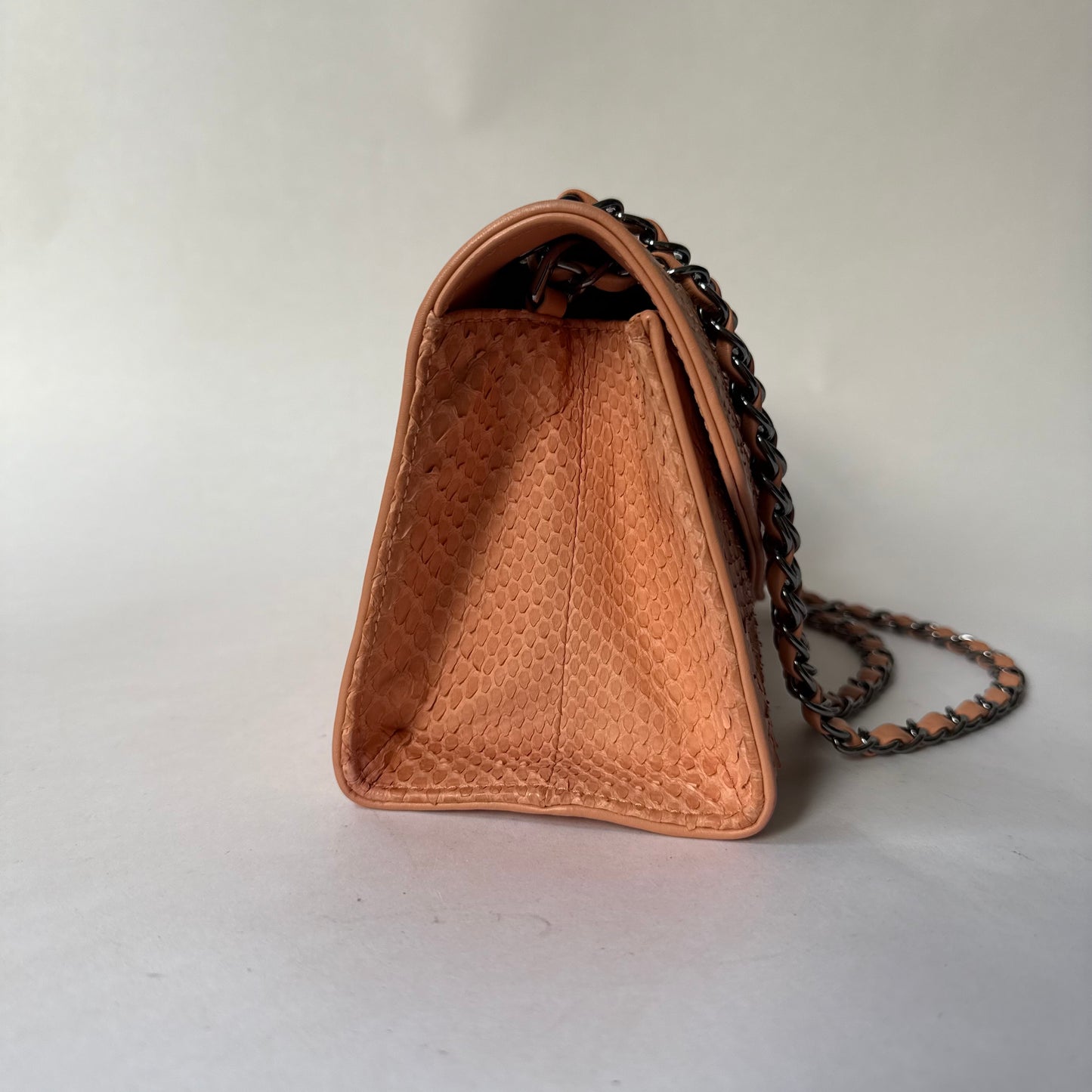 Chanel Python Peach Envelope Flap Chain Strap Shoulder Bag