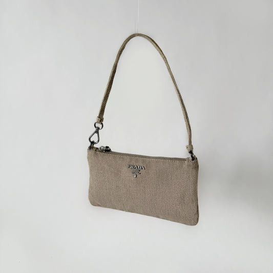 Prada Linen Mini Pochette Bag