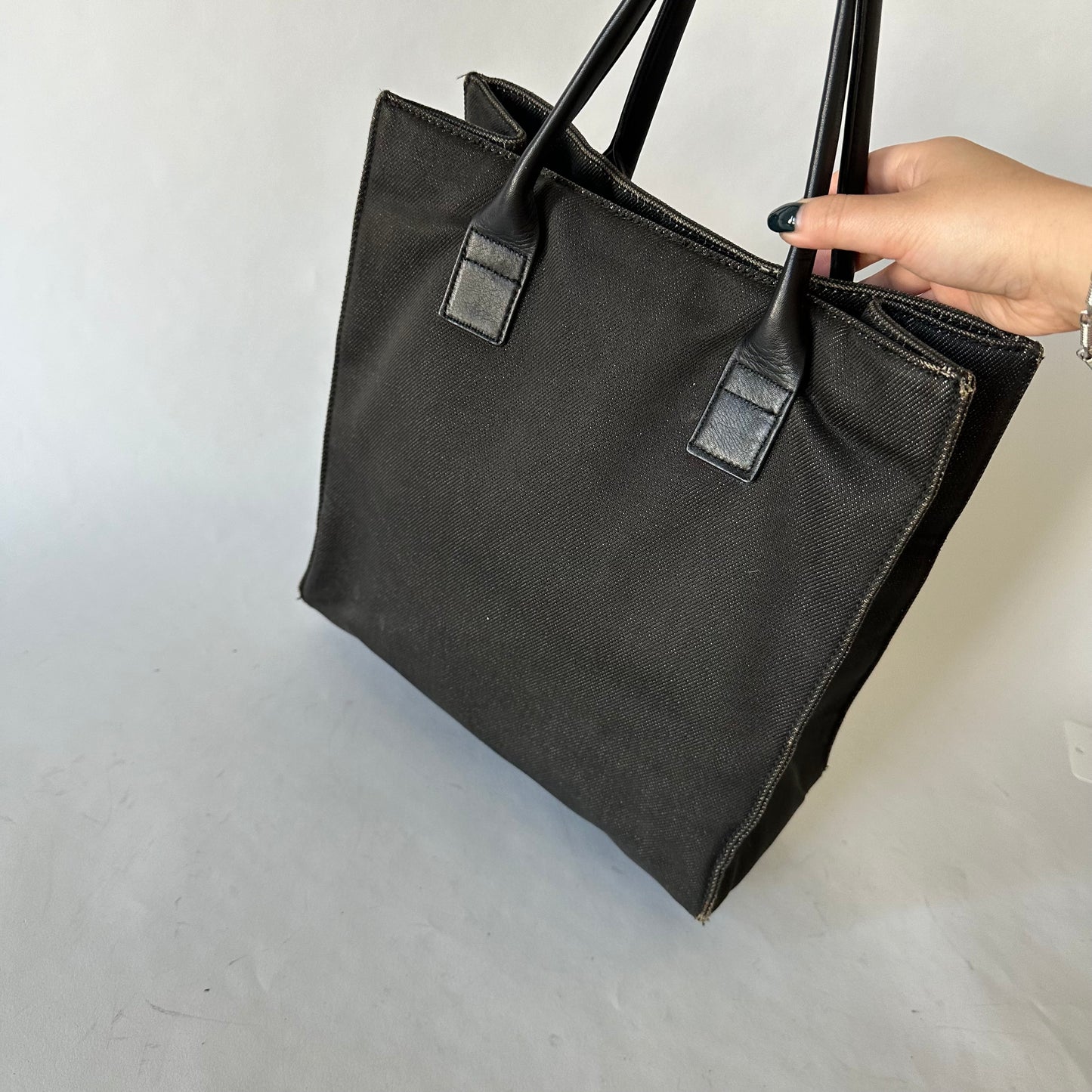 Gucci Black Denim Work Shoulder Tote Bag