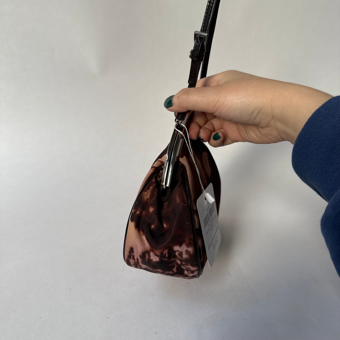 Prada Brown Multicolor Satin Mini Clutch Bag