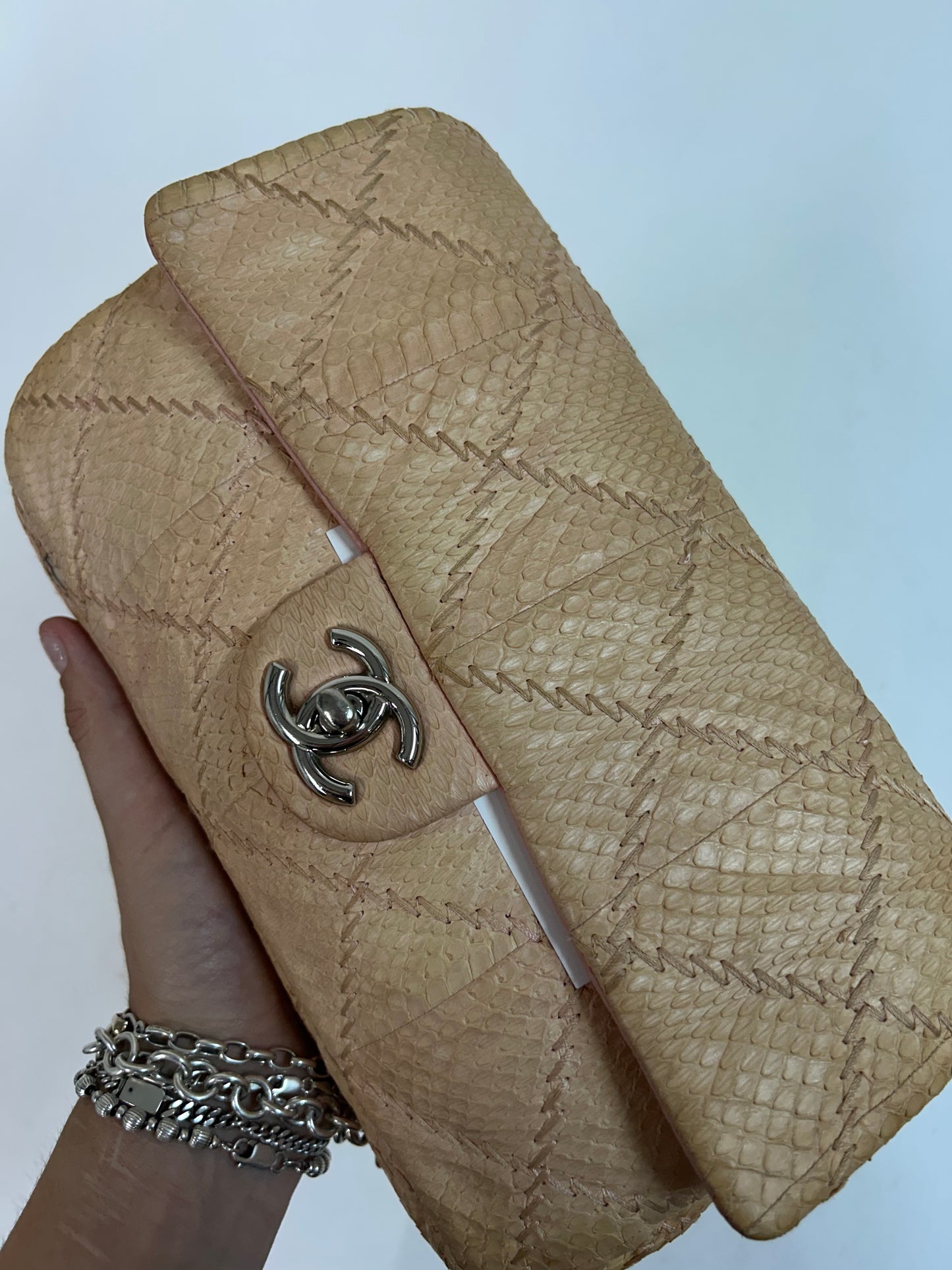 Chanel Peach Python Small Flap Bag