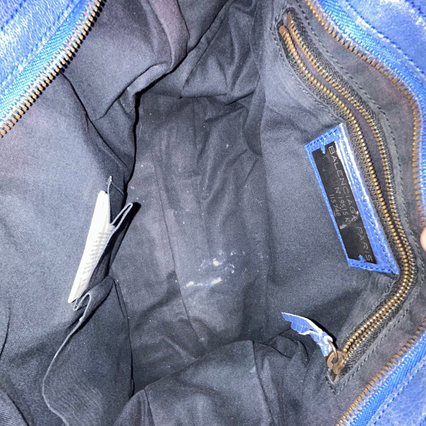 Balenciaga Blue Leather City Bag Brass HW