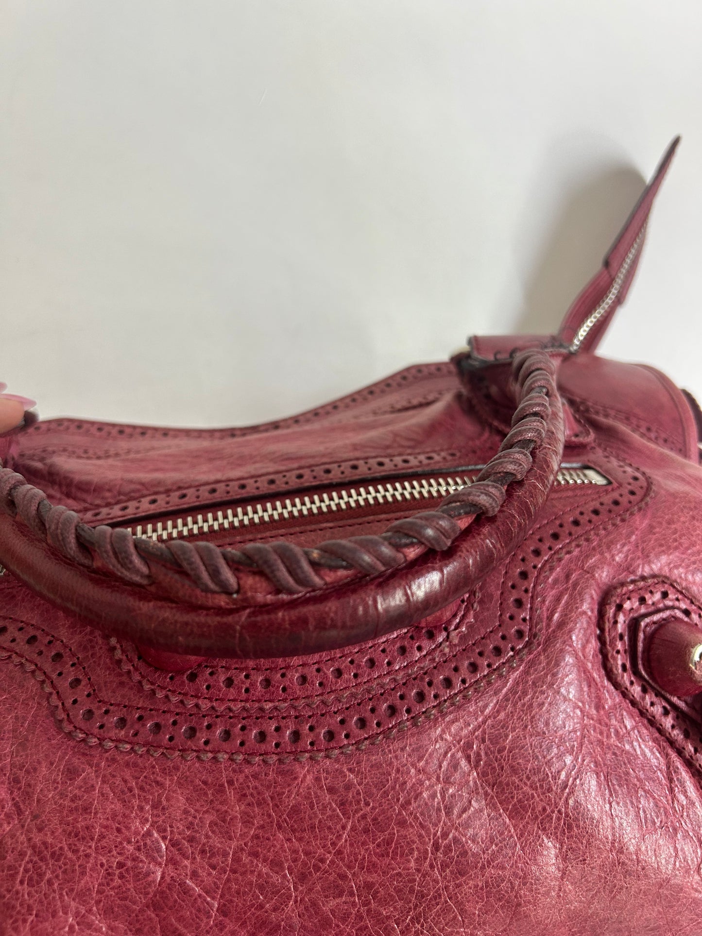 Balenciaga Red Leather Brogues Giant City Bag