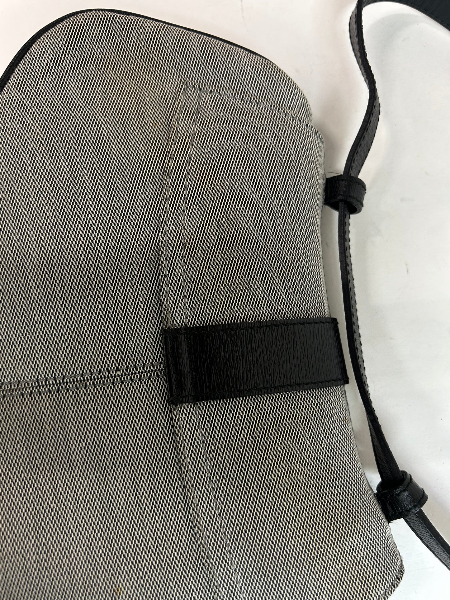 Gucci Gray & Black Canvas & Leather Shoulder Bag