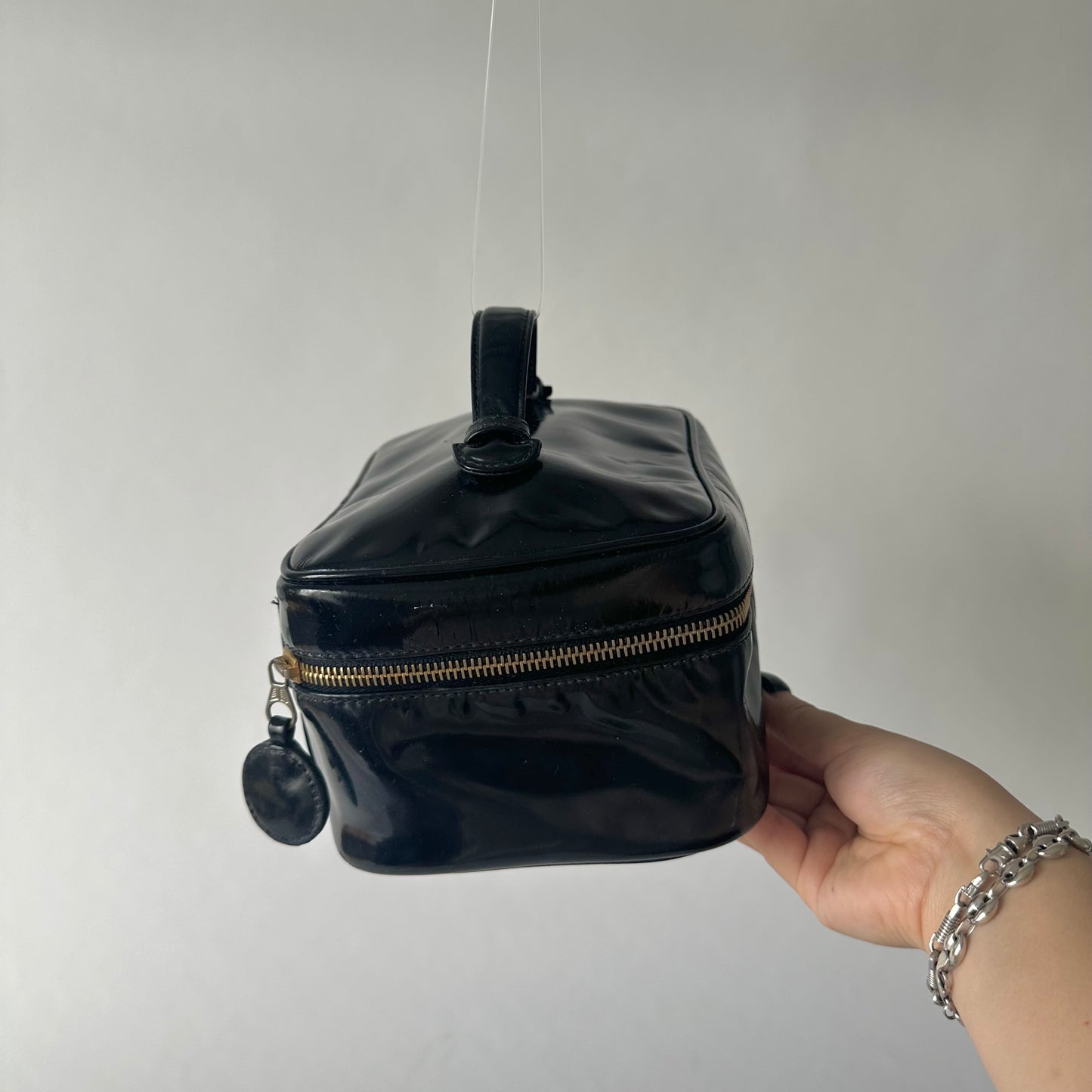 Chanel Black Patent Leather Vanity Bag