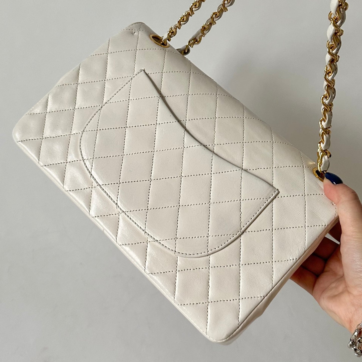 Chanel Vintage White Classic Double Flap 24K GPHW