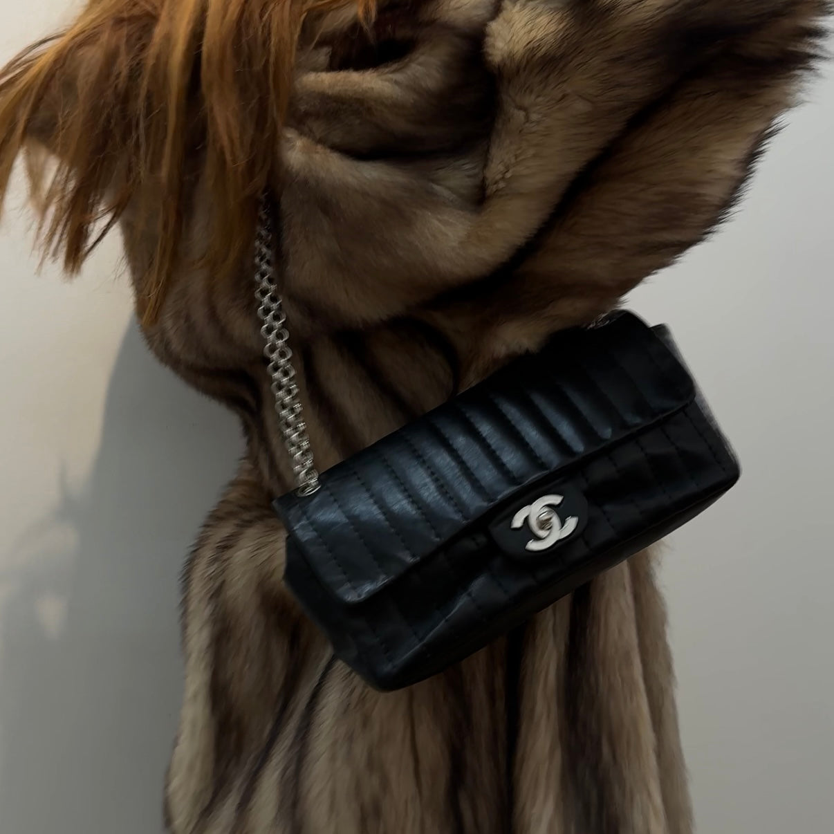 Chanel Black Lambskin Vertical Quilted Flap w/ Bijoux Chain Strap