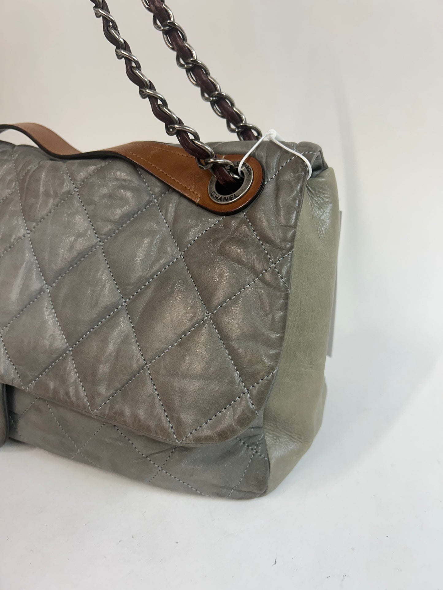 Chanel Jumbo Gray & Brown ‘In The Mix’ Matelasse 2-Way Maxi Flap