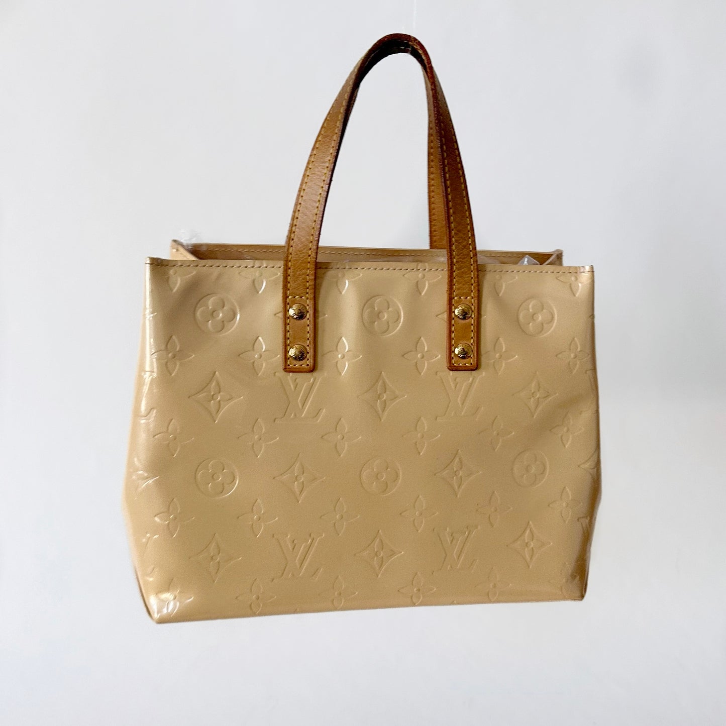 Louis Vuitton Beige Vernis Patent Leather Monogram Reade PM Mini Tote