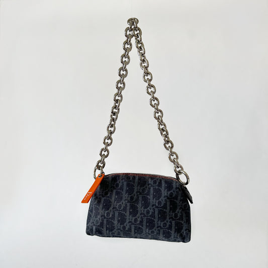 Christian Dior Denim Flight Monogram Pochette Shoulder Bag