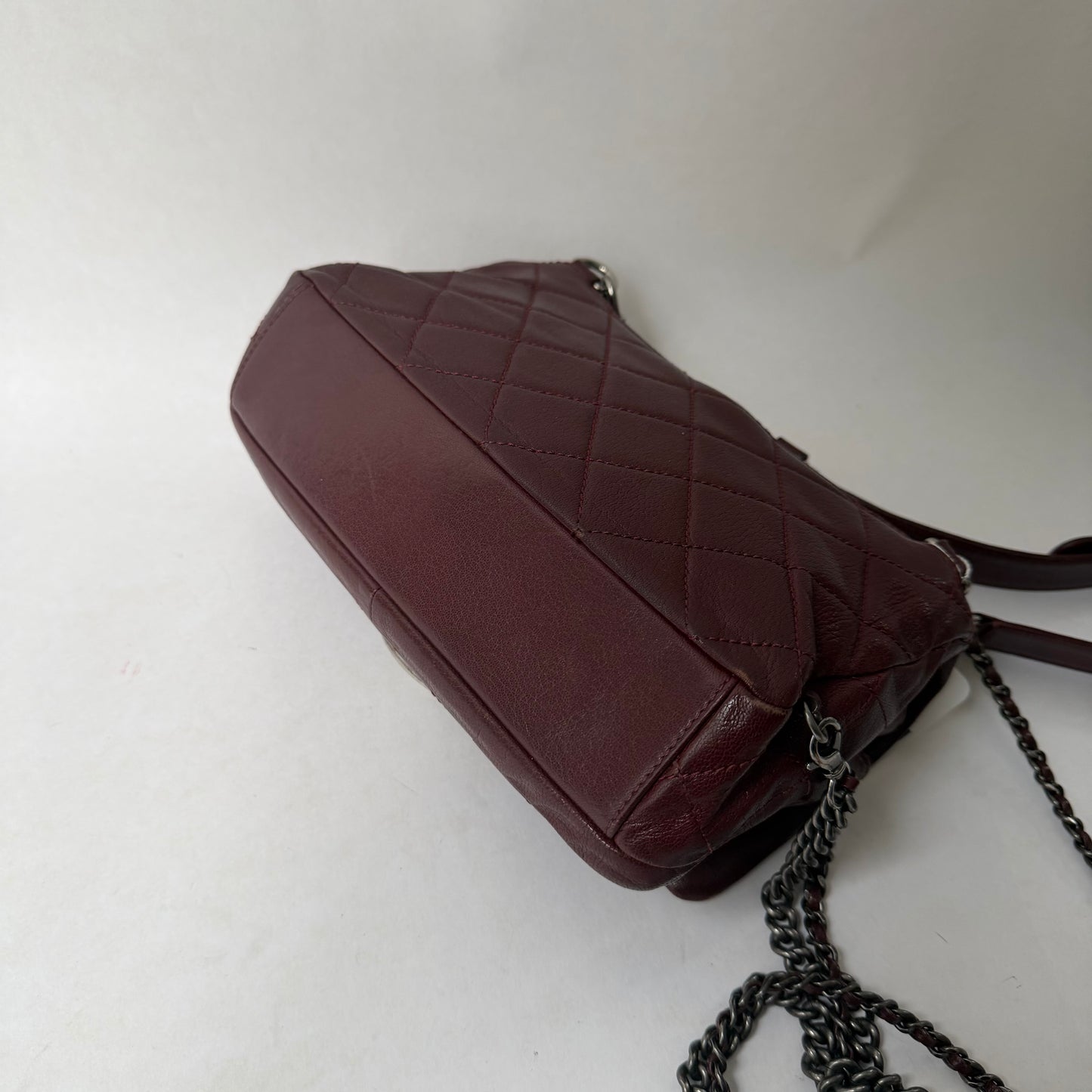RARE Chanel Burgundy Leather Double Carry Waist Chain Flap