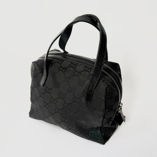 Gucci Black Monogram Top Handle Tote Bag