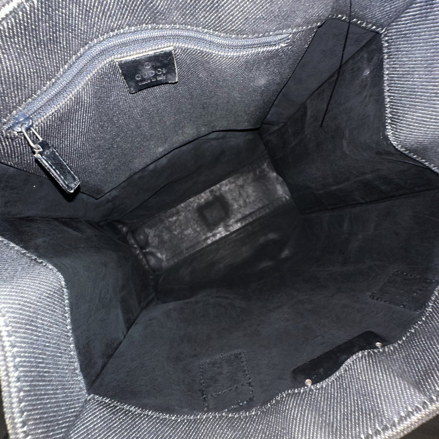 Gucci Black Denim Work Shoulder Tote Bag