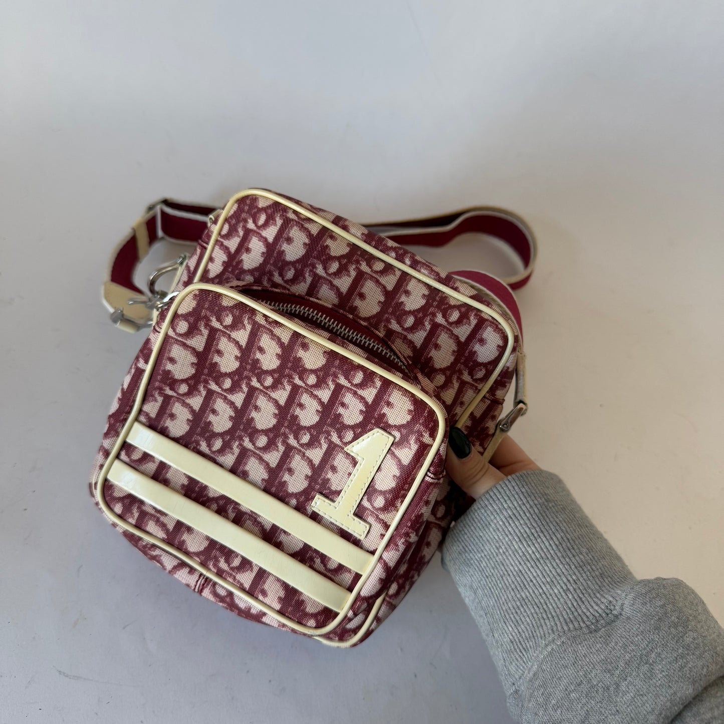 Christian Dior Maroon Trotter Convertible Crossbody Bag