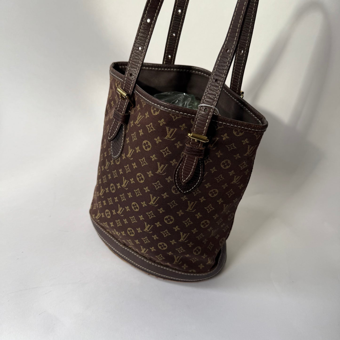 Louis Vuitton Brown Canvas Monogram Mini Lin Bucket PM Shoulder Bag