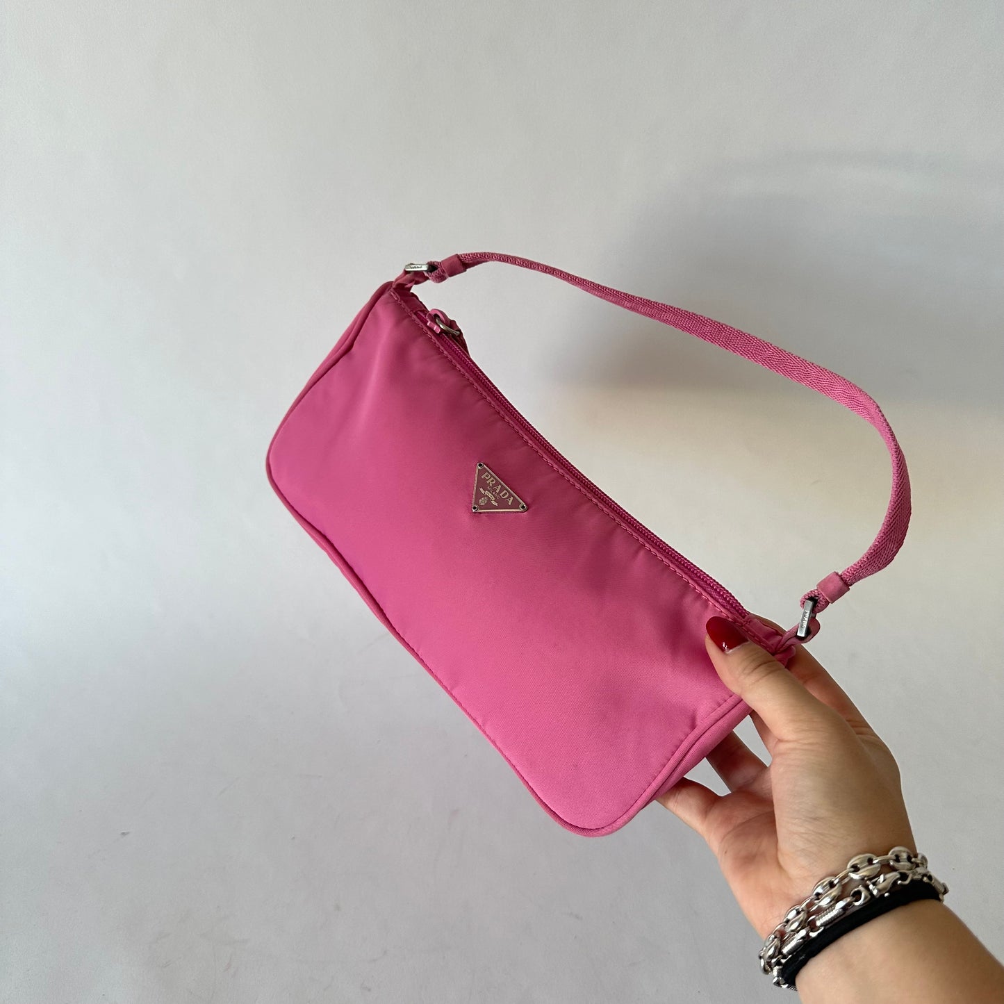 Prada Pink Nylon Pochette Bag