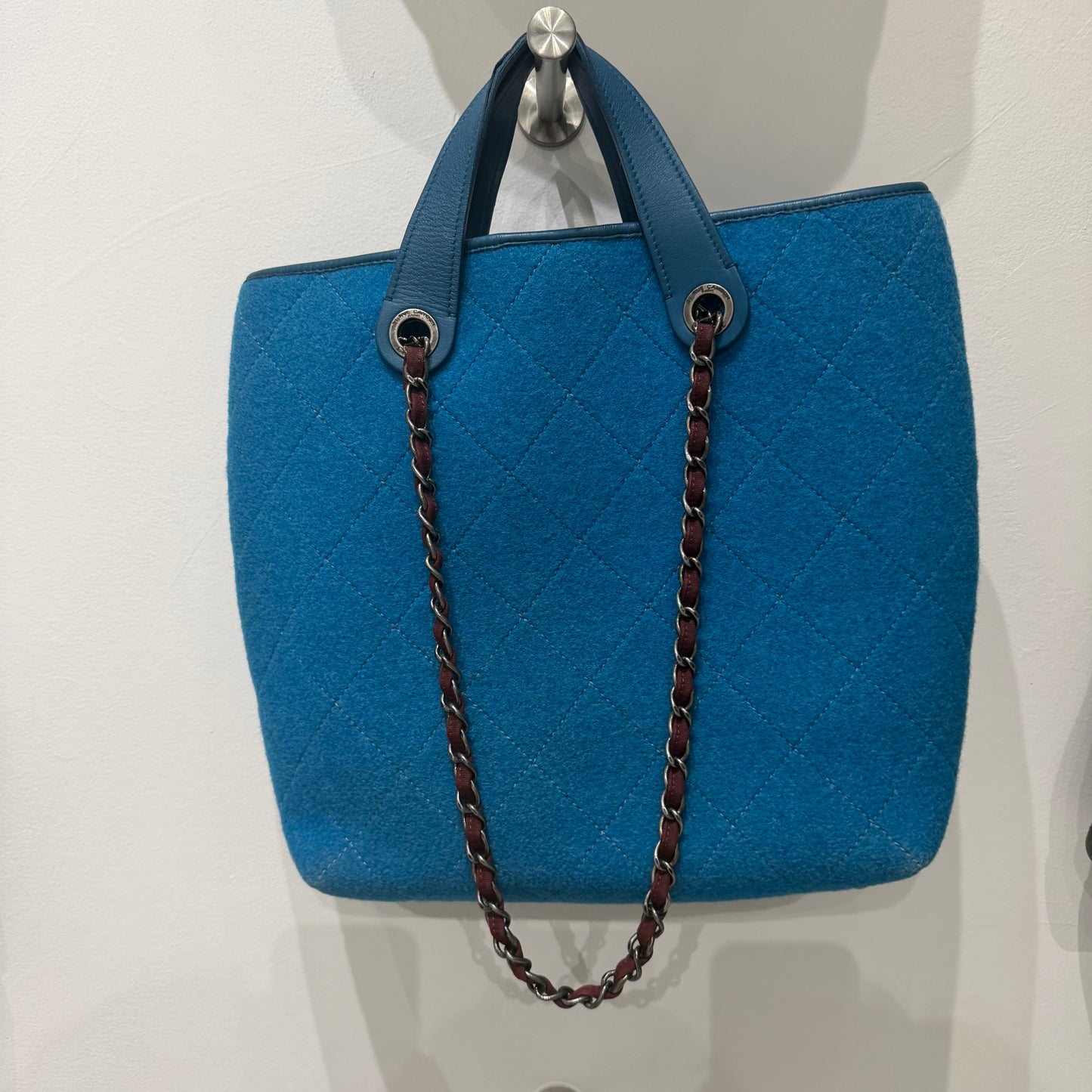 Chanel 2011 Blue Wool 2-Way Shoulder Tote Bag
